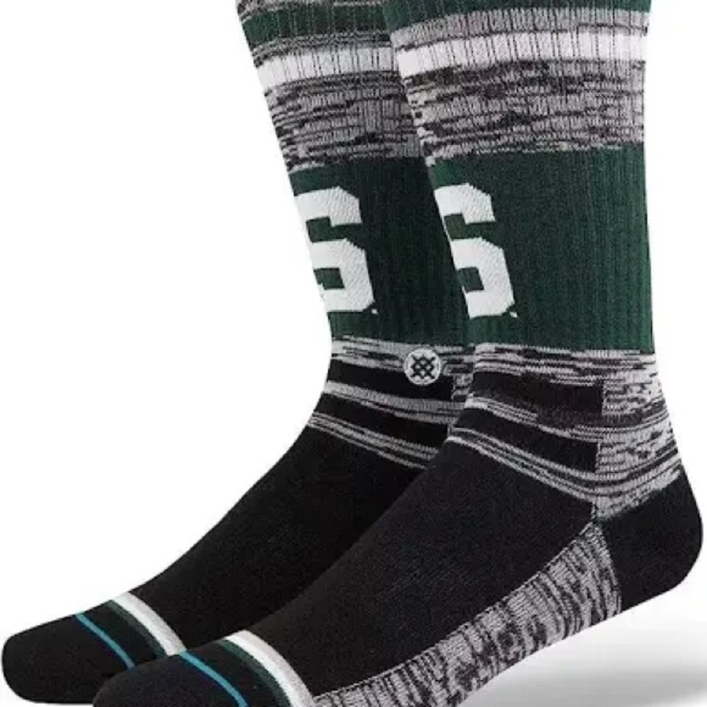 Stance Michigan St. Varsity Cotton Crew Socks Men’s Size LARGE (9-12) NWT State